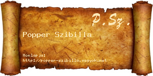 Popper Szibilla névjegykártya